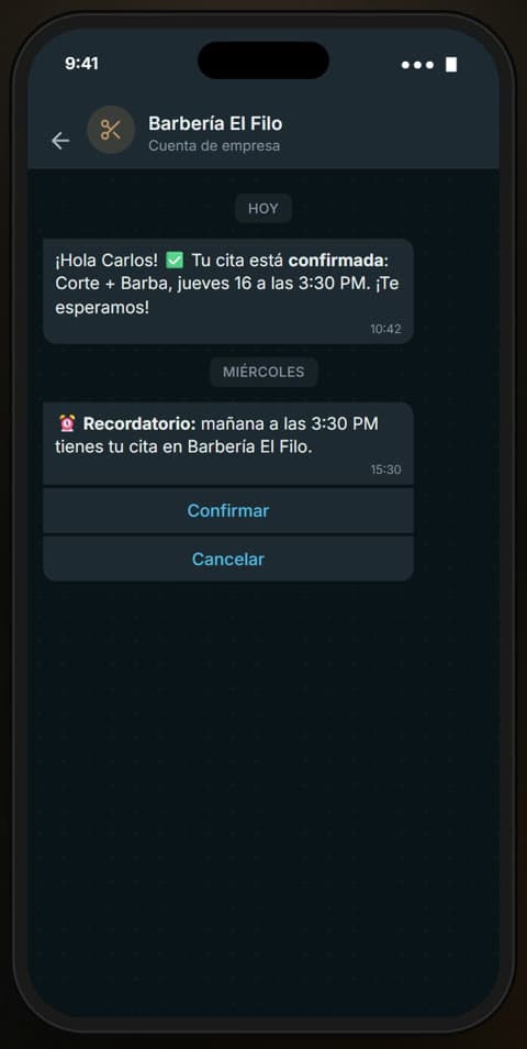 App para barberías: Recordatorio por WhatsApp