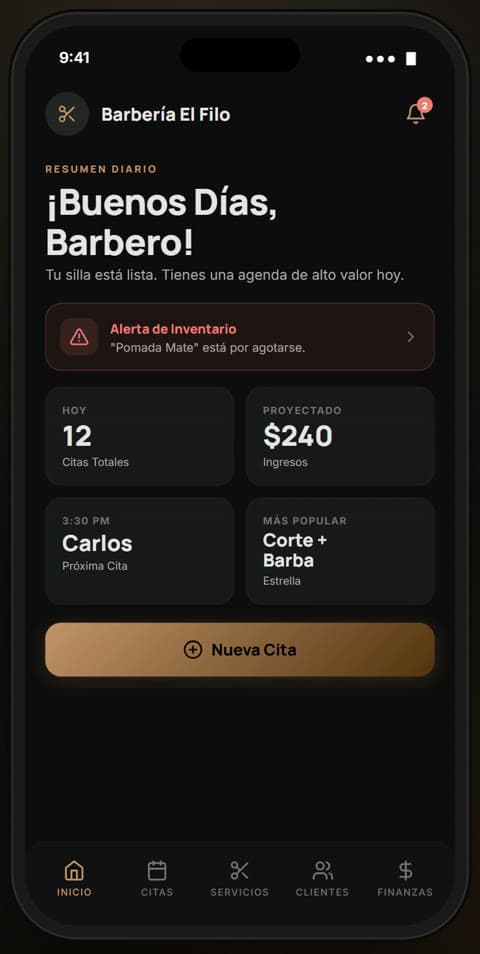App para barberías: Panel del dueño